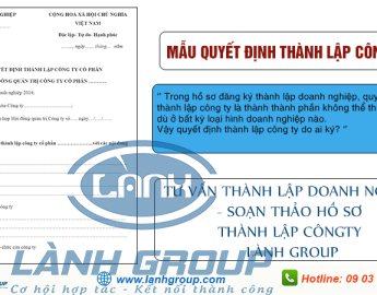 Mẫu quyết định thành lập công ty TNHH 1, 2 thành viên và cổ phần