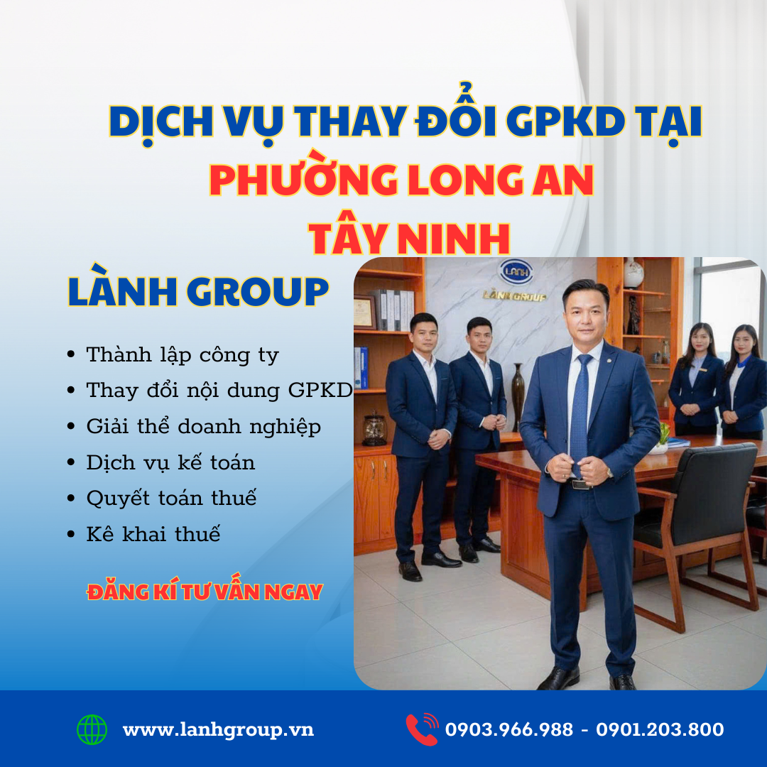 Thay Đổi Giấy Phép Kinh Doanh Tại Phường Long An Tây Ninh